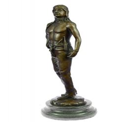 Native Indian Prince Bronze Sculpture on Marble Base Figurine