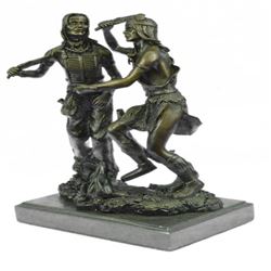 Western Native American Dancers Bronze Sculpture