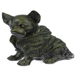 Cute Chihuahua Dog in Hooded Sweater Bronze Sculpture
