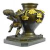 Image 4 : Handcrafted Marble Base Vase Nude Boy Bronze Sculpture