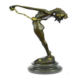 Nude Women Bronze Figure on Marble Base Figurine