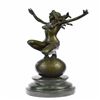 Image 1 : Sexy Tough Amazon Lady On Sphere Bronze Sculpture