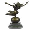 Image 2 : Sexy Tough Amazon Lady On Sphere Bronze Sculpture