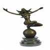 Image 5 : Sexy Tough Amazon Lady On Sphere Bronze Sculpture