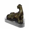 Image 1 : Handcrafted Mountain Lion Bronze Sculpture on Marble Base Figurine