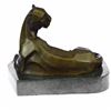 Image 3 : Handcrafted Mountain Lion Bronze Sculpture on Marble Base Figurine