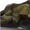 Image 8 : Handcrafted Mountain Lion Bronze Sculpture on Marble Base Figurine