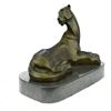 Image 9 : Handcrafted Mountain Lion Bronze Sculpture on Marble Base Figurine