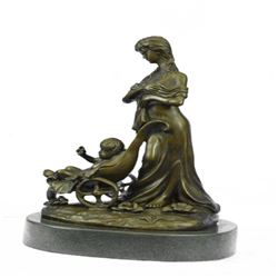 French Early to Mid Century Group of Mother and Child Bronze Figurine