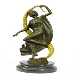 Sexy Woman With Accent of Gold Patina Ribbon Bronze Sculpture