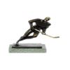 Image 1 : Passing Hockey Player Bronze Statue on Marble Base Sculpture