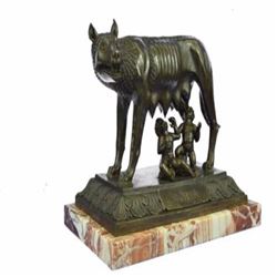 Romulus Bronze Sculpture With Marble Base Figurine