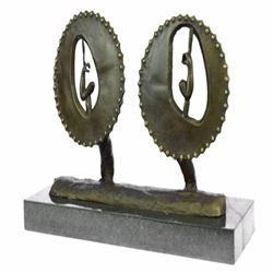 Body Builder Trophy Bronze Sculpture on Marble Base Figurine