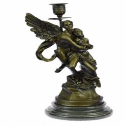 Eros and Psyche Romantic Candle Holder Bronze Sculpture