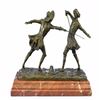 Image 3 : Two Male Fencer Bromze Sculpture on Marble Base Statue