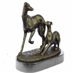 Two Greyhounds Playing Argente And Dore Bronze Statue