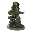 Image 1 : Sitting Young Lady on Mushroom Bronze Sculpture