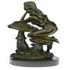 Image 3 : Sitting Young Lady on Mushroom Bronze Sculpture