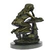 Image 9 : Sitting Young Lady on Mushroom Bronze Sculpture