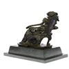 Image 7 : Lady Seating on Chair Bronze Sculpture on Marble Base Figurine