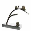 Image 1 : Snails on Branch Bronze Sculpture on Marble Base Statue