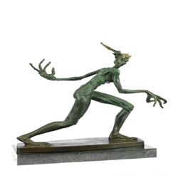 Female Bronze Sculpture on Marble Base Statue