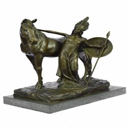 Nude Female Warrior with Her Faithful Horse Bronze Statue