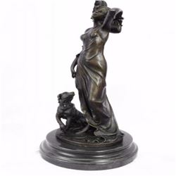 Greyhound Lover Elegant Nude Female Woman Dog Bronze Statue