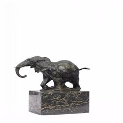 Elephant Bronze Sculpture on Marble Base Statue