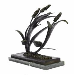 Bird Marshland Bronze Sculpture on Marble Base Statue