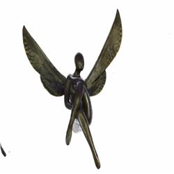 Wall Mount Sitting Angel Bronze Sculpture