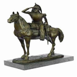 Impressive Mid Century French Cavalryman Bronze Sculpture