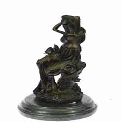 Sexy Lady Bronze Sculpture on Marble Base Statue