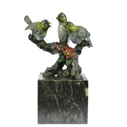 Bird of Paradise Bronze Sculpture on Marble Base Figurine