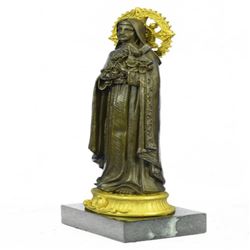 Virgin Mary Clutching a Cross Bronze Sculpture