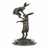 Image 1 : Two Hares Fighting Bronze Sculpture