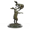 Image 2 : Two Hares Fighting Bronze Sculpture
