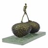 Image 4 : Strawberry Bronze Sculpture on Marble Base Statue