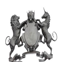 Royal Family Crest Coat of Arms Lion Bronze Wall Plaque Sculpture