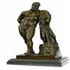 Image 1 : Glycon Hercules Greek Myth Nude on Marble Base Sculpture Bronze Statue