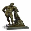 Image 2 : Glycon Hercules Greek Myth Nude on Marble Base Sculpture Bronze Statue