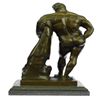 Image 3 : Glycon Hercules Greek Myth Nude on Marble Base Sculpture Bronze Statue