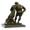 Image 4 : Glycon Hercules Greek Myth Nude on Marble Base Sculpture Bronze Statue