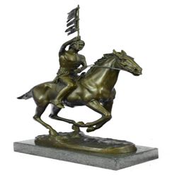Native American Indian Man With Horse Bronze Sculpture