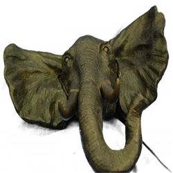 Elephant Head Single Wall Hook Hanger Bronze Figure