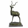 Image 2 : Elk Buck Stag Deer Bronze Sculpture on Marble Base Statue