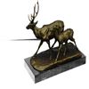 Image 2 : Caribou Buck Bronze Sculpture on Marble Base Statue