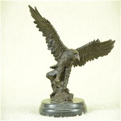 Eagle Bronze Sculpture on Marble Base Figurine