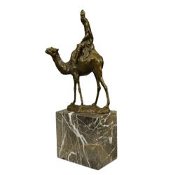 Arab Man Riding Camel Bronze Sculpture