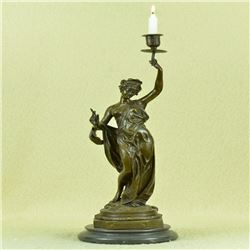 Truth Roman Goddess of Liberty Bronze Candle Holder Sculpture